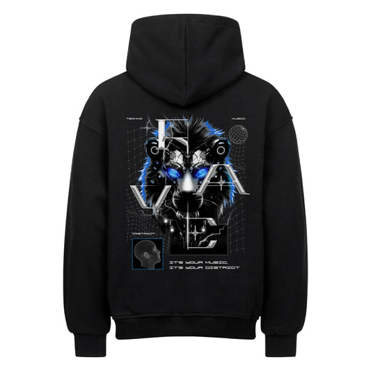 oversized-hoodie-schwarz-streetweare-backprint-blau-lion-districtmusic